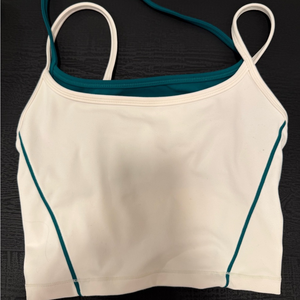 Stylish Cream and Teal Sports Bra